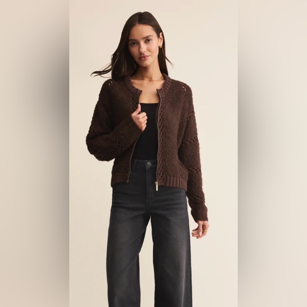 NWT Z Supply Sundance Sweater Jacket - Chocolate Cherry Plum